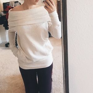 Aerie off the shoulder cream sweatshirt